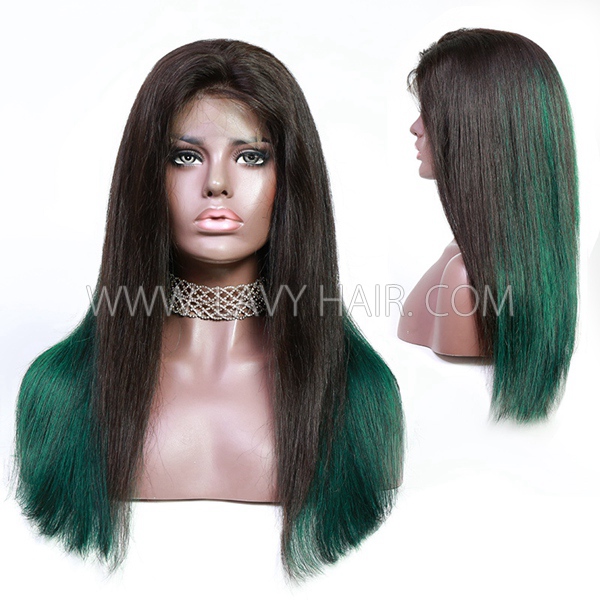 Ombre Highlight Color 4*4 Lace Closure Wig 100% Human Hair 180% Density Straight Hair