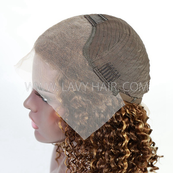 P4/27 Highlight Color Lace Frontal Bob Wig Deep Curly Human Virgin Hair