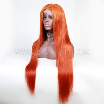 #350 Ginger Color Preplucked 150%&180% Density Lace Front Wigs Human Virgin Hair Wig
