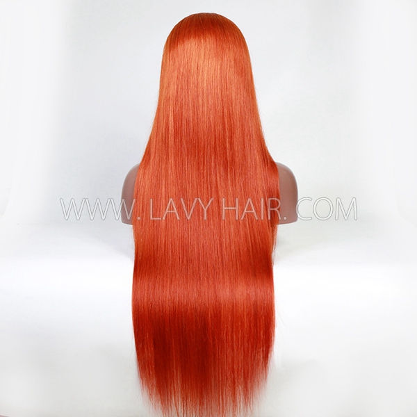 (All Texture Link) #350 Ginger Color 180% & 250% Density 13*4 Full Front Wigs Human Virgin Hair Preplucked Wig Glueless Wear Go