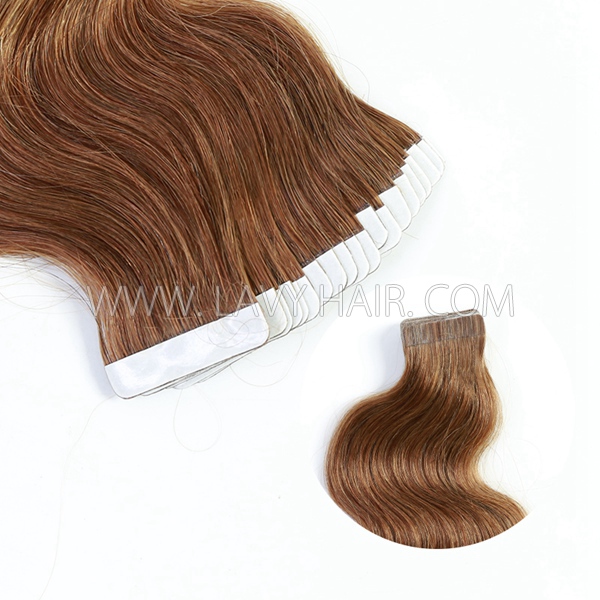 #8 Brown Color Tape In Hair Extensions Human Virgin Hair 20 pcs 50 grams