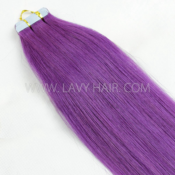 Purple Color Hair Tape In Hair Extensions Human Virgin Hair 20 pcs 50 grams