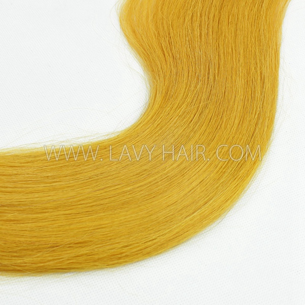 Yellow Color Hair Tape In Hair Extensions Human Virgin Hair 20 pcs 50 grams