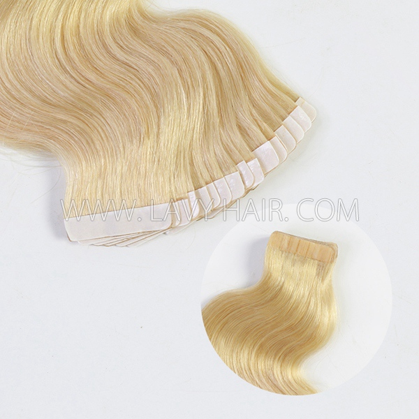 #613 Blonde Color Tape In Hair Extensions Human Virgin Hair 20 pcs 50 grams