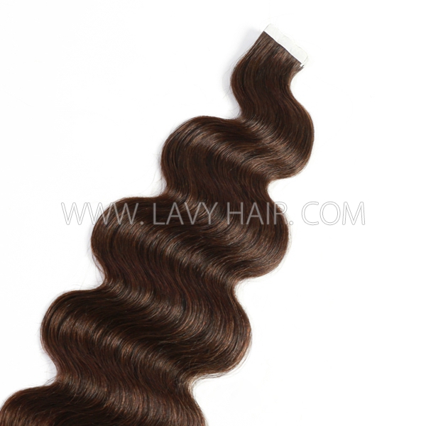 #4 Brown Color Tape In Hair Extensions Human Virgin Hair 20 pcs 50 grams