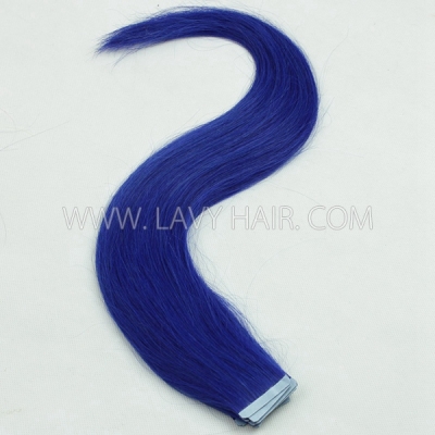 Blue Color Hair Tape In Hair Extensions Human Virgin Hair 20 pcs 50 grams