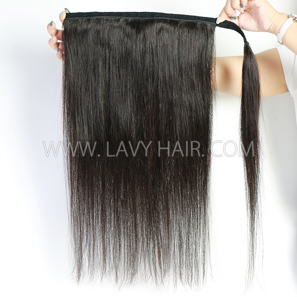 (New Update) Large Size Big Ponytail Wrap Around Clip-in Advanced Grade 12A Human Virgin Hair Straight/Wavy/Curly