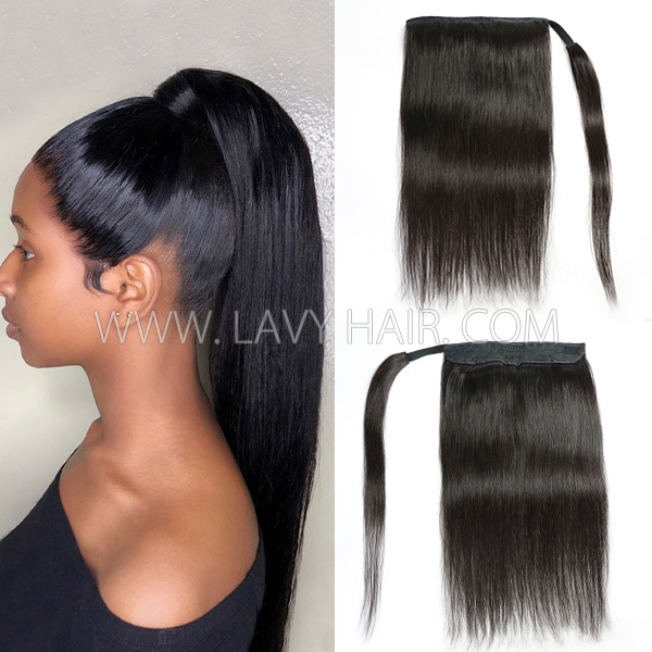 (New Update) Large Size Big Ponytail Wrap Around Clip-in Advanced Grade 12A Human Virgin Hair Straight/Wavy/Curly