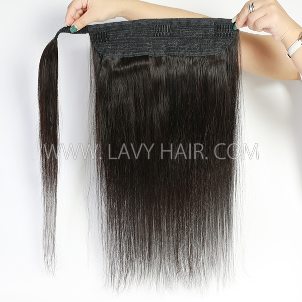 (New Update) Large Size Big Ponytail Wrap Around Clip-in Advanced Grade 12A Human Virgin Hair Straight/Wavy/Curly