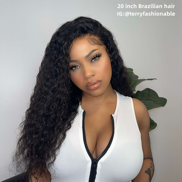 180%&300% Density Wet and Wavy Deep Wave Preplucked 13*4 Lace Frontal Wigs Real Human Hair