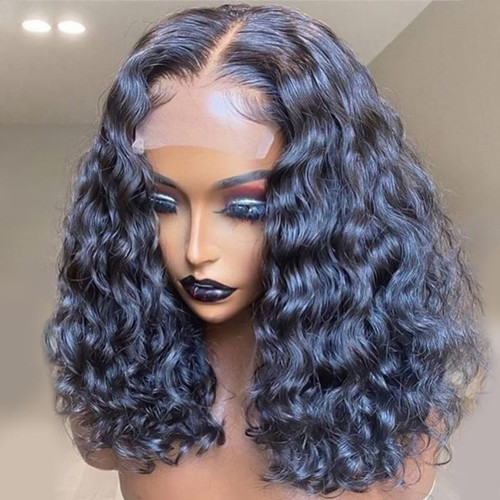 250% Density Deep Wave 5*5 Lace Closure Wigs Pre plucked Pre bleached 100% Human Virgin Hair