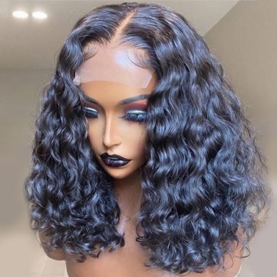 High Density Deep Wave 4*4 Lace Closure Wigs 100% Human Virgin Hair