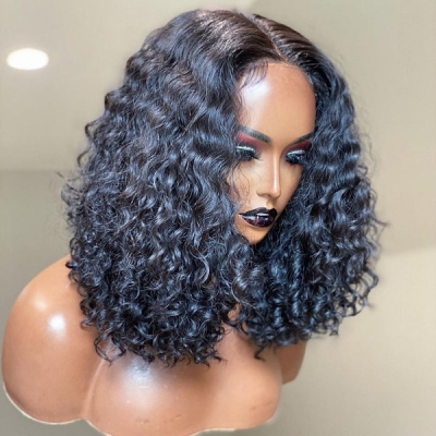 250% Density Deep Wave 5*5 Lace Closure Wigs Pre plucked Pre bleached 100% Human Virgin Hair