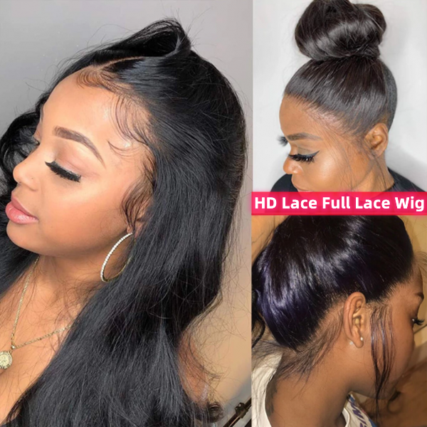 (All Texture Link) Undetectable HD Lace Full Lace Wigs Invisible Melted Edge 130% Density Human Hair Natural Color