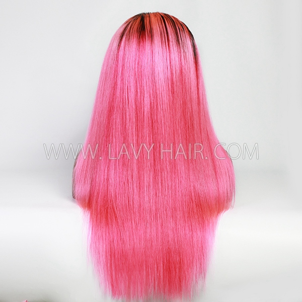 P1B/Pink/Rosy Highlight Color 13*4 Full Lace Frontal Wig 180% Density 100% Human Hair Straight Hair