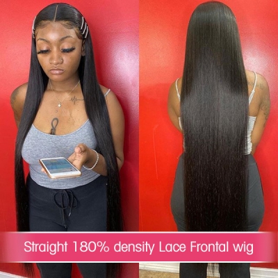 180% Density Easy Maintain Silky Straight Hair Lace Frontal Wigs 100% Human Hair Smooth And Soft