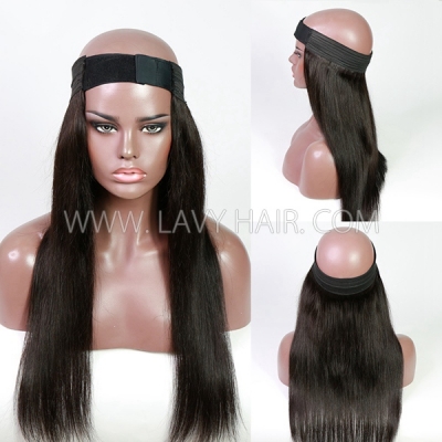 Quick Wear And Go Velcro Band Human Hair With Cap Hat Extensions Sewing Band Wig    (Enjoy Two Kinds of Hats By Random or Leave Message you like)