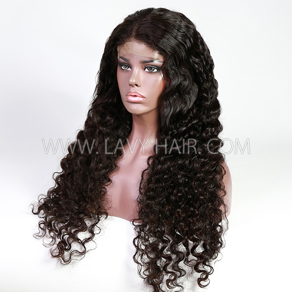 Pineapple Wave 180% Density Glueless Lace Wigs Pre plucked Human Virgin Hair With Elastic Band