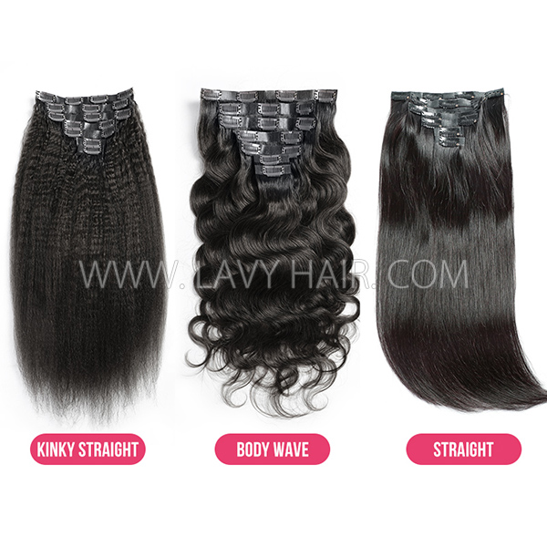 PU Clip in Hair Extension 1 Set With Clip in Lace Closure Deal Human Virgin Hair Seamless Invisible