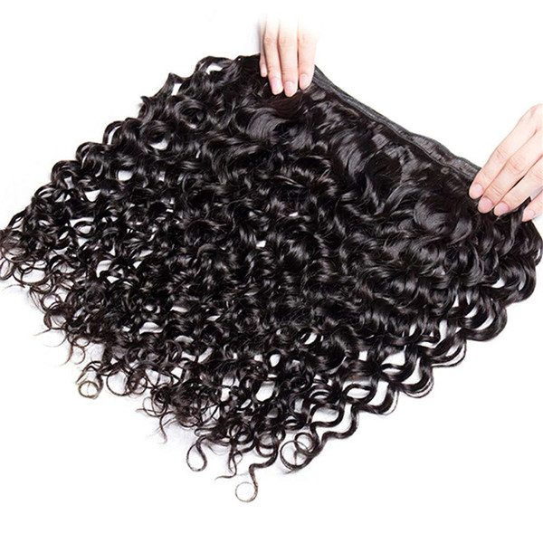 Superior Grade 1 bundle Water Wave Virgin Human Hair Extensions Brazilian Peruvian Malaysian Indian European Cambodian Burmese Mongolian