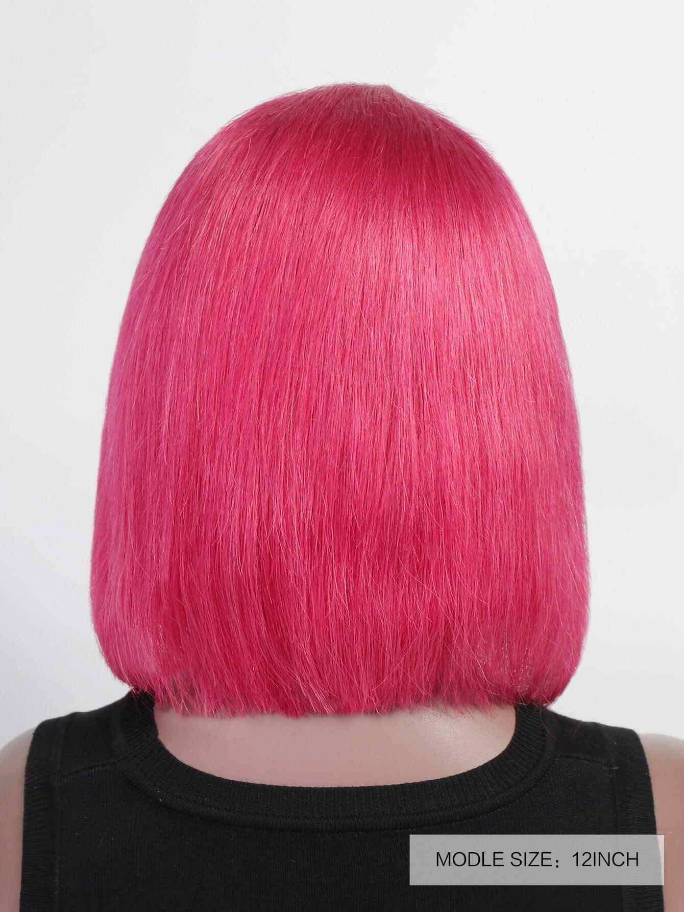 Rosy Color & P4/27 highlight Color 13*4*1 Lace Bob Wig 150% Density Straight Hair Human Hair