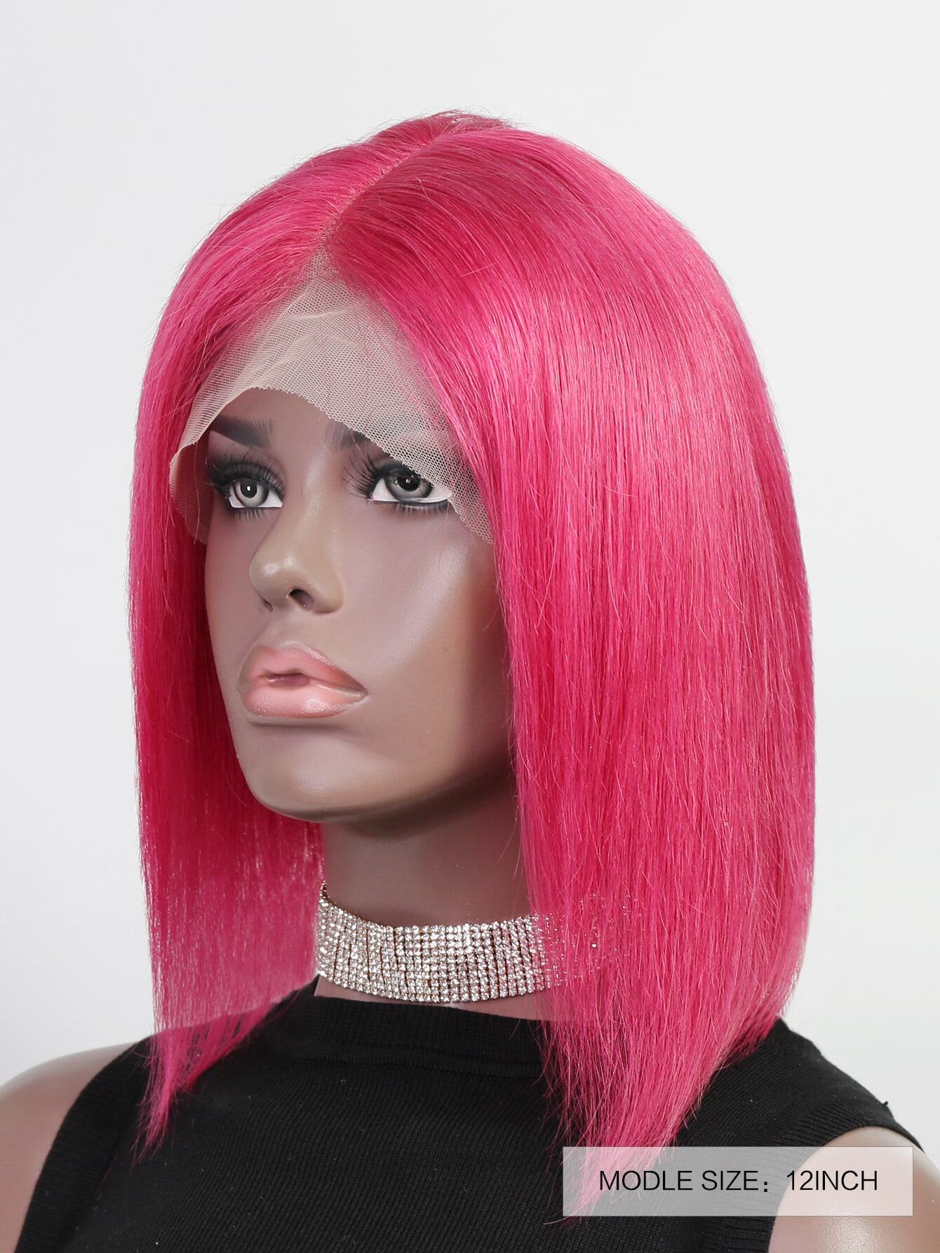 Rosy Color & P4/27 highlight Color 13*4*1 Lace Bob Wig 150% Density Straight Hair Human Hair