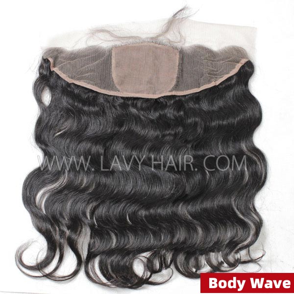 Superior Grade 13*4 Silk Base Frontal 4C Kinky Edge All Style Link Human Virgin Hair Medium Brown Swiss Lace