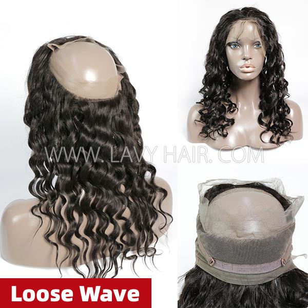 Superior Grade #1B Color 360 Lace Frontal All Texture Link Human hair Swiss lace