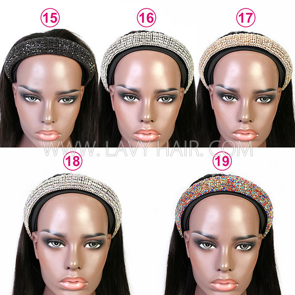 (All Texture Link) 150% & 200% Density Scarf Headband Wig Half Wig Wear Go With Adjustable Velcro 100% Human Virgin Hair Not Lace Wig