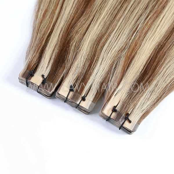 P4/27 Highlight Color Tape In Hair Extensions Human Virgin Hair 20 pcs 50 grams