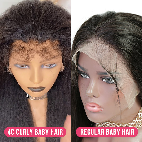 4c Curly Hairline Kinky Edge Kinky Straight 130% Density Lace Frontal Wigs Pre plucked 100% Real Human Hair Hot Selling