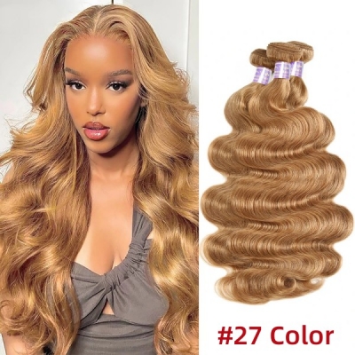 #27 Color Superior Grade 1 bundle Straight/Body Wave Hair Extensions Brazilian Peruvian Malaysian Indian European Cambodian Burmese Mongolian