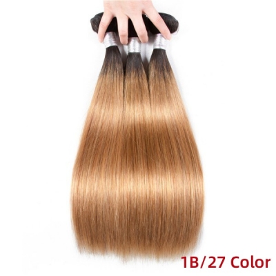 #T1B/27 Ombre Color Superior Grade 1 bundle Straight/Body Wave Hair Extensions Brazilian Peruvian Malaysian Indian European Cambodian Burmese