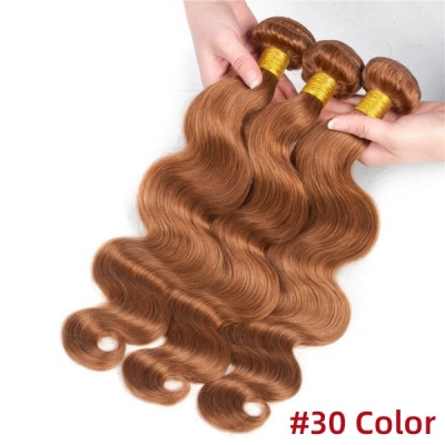 Color #30 Superior Grade 1 bundle Straight&Body Wave Hair Extensions Brazilian Peruvian Malaysian Indian European Cambodian Burmese Mongolian