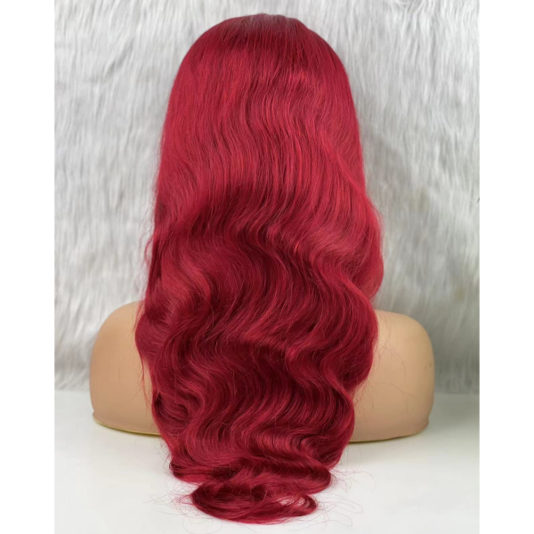 (All Texture Link) Red Color Deep Wave and Body Wave Human Hair 180% Density Lace Frontal Wigs Wear Go