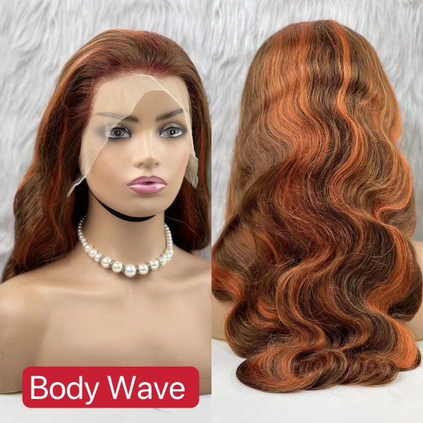 P4/350 Highlight Color Straight/Body wave/Water wave/Loose deep wave Human Hair 180% Density Lace Frontal Wigs