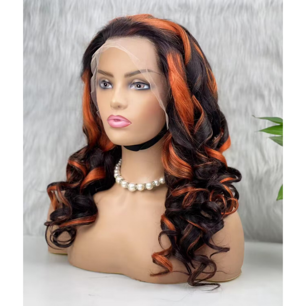 (All Texture Link) P1B/350 Highlight Color Loose wave Human Hair 300% Density Lace Frontal Wigs