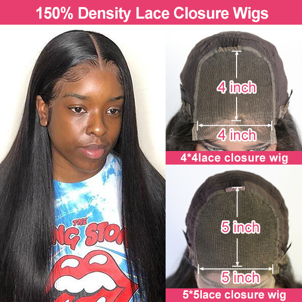 (All Texture Link)  Transparent Lace Glueless 150% Density 4*4 & 5*5 Lace Closure Wig Pre plucked 100% Human Hair Pre Cut Wear Go 0 Skill Needed