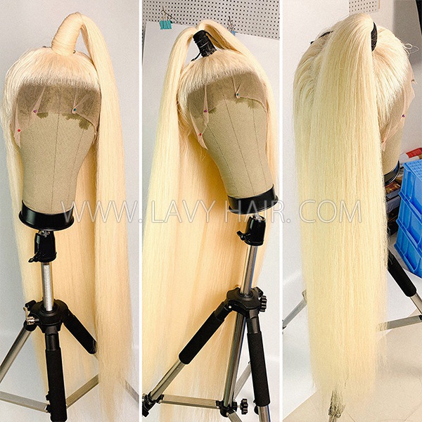 (All Texture Link) 613 Blonde Undetectable HD Lace Full Lace Wigs 130% Density Blonde Straight Hair Human Hair