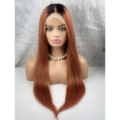 T1B/30 Ombre Color Preplucked Lace Frontal Wigs Straight Human hair 180% Density