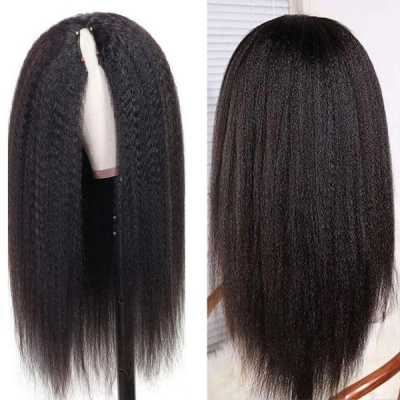 (All Texture Link)12-30 inches 300% Density U part / V part Wig 100% Human Hair Half Wig Straight/Wavy/Curly All Texture