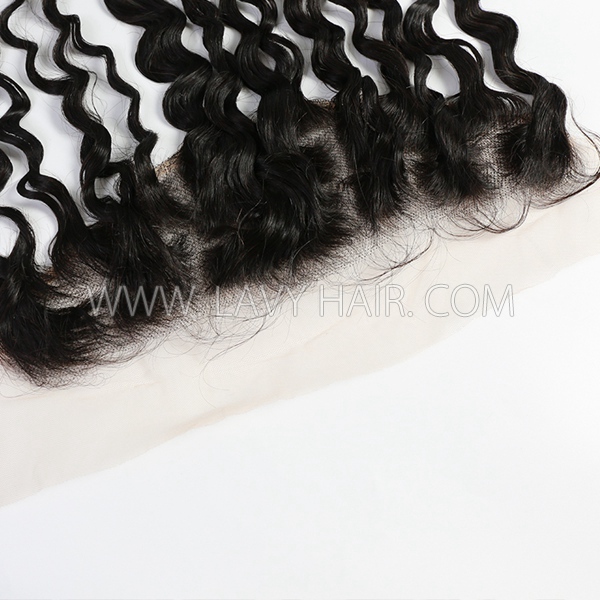 Superior Grade Water Wave Ear to ear 13*4 Lace Frontal 4C Curly Baby Hair Human hair Transparent Lace Swiss lace
