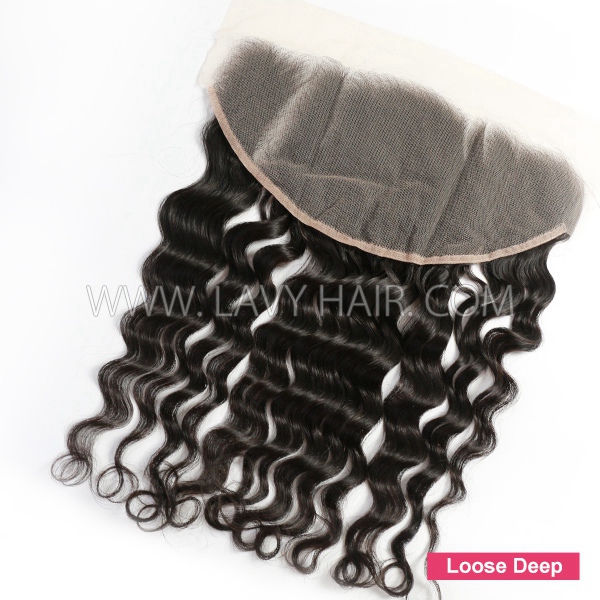 Superior Grade #1B Color 13*6 Lace Frontal Ear to Ear All Style Link Human hair Swiss lace