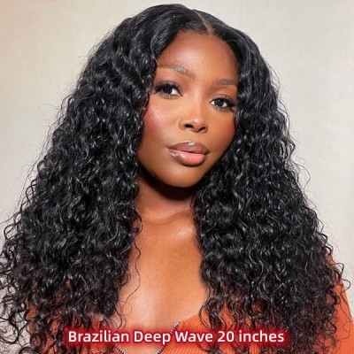 180%&300% Density Wet and Wavy Deep Wave Preplucked 13*4 Lace Frontal Wigs Real Human Hair