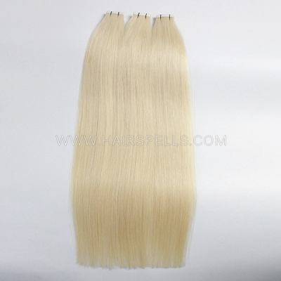 Platinum Blonde Color Tape In Hair Extensions Human Virgin Hair 20 pcs 50 grams