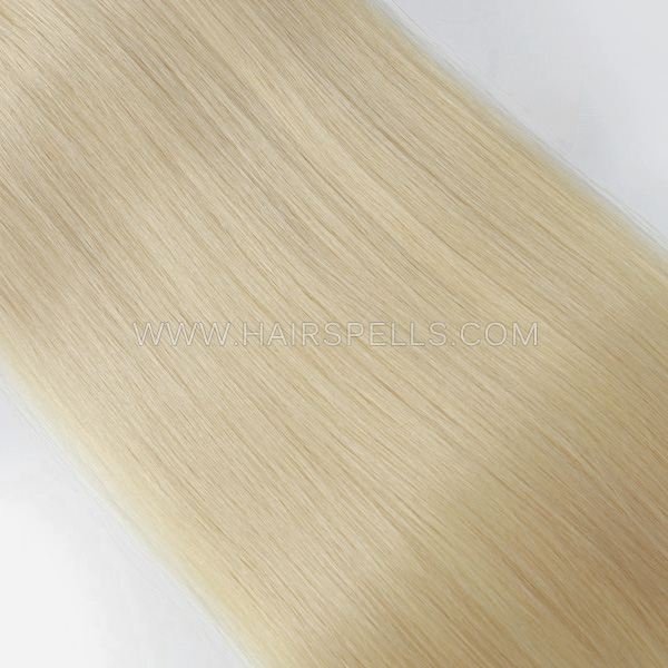 Platinum Blonde Color Tape In Hair Extensions Human Virgin Hair 20 pcs 50 grams