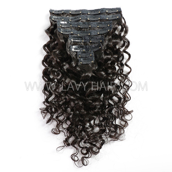 #1B Classic Clip in Extensions 8 pcs 120 grams Straight/Wavy/CurlyAll Texture Advanced Grade 12A Human Virgin Hair