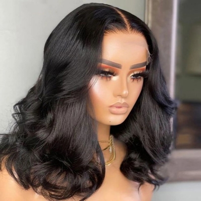 Double Drawn 100% Human Hair Pre Plucked 150% Density Sewing Wigs With Elastic Band