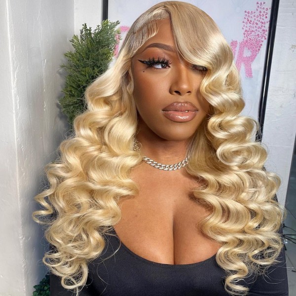 (All Texture Link) 200% Density Transparent Lace #613 Blonde Lace 4*4 5*5 Closure &13*4 13*6 Full Frontal  Wigs Human Hair Wear Go