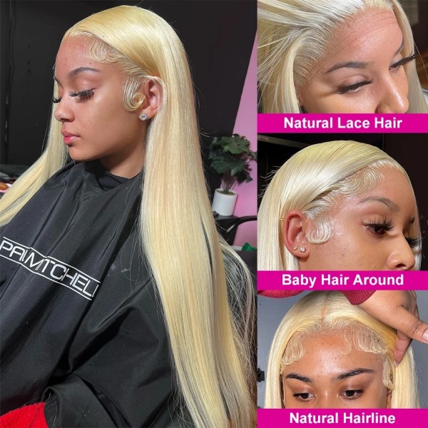 (All Texture Link)Glueless Wear Go 200% density Undetectable HD Lace #613 Blonde Lace Closure&Full Frontal wigs 100% Human Hair